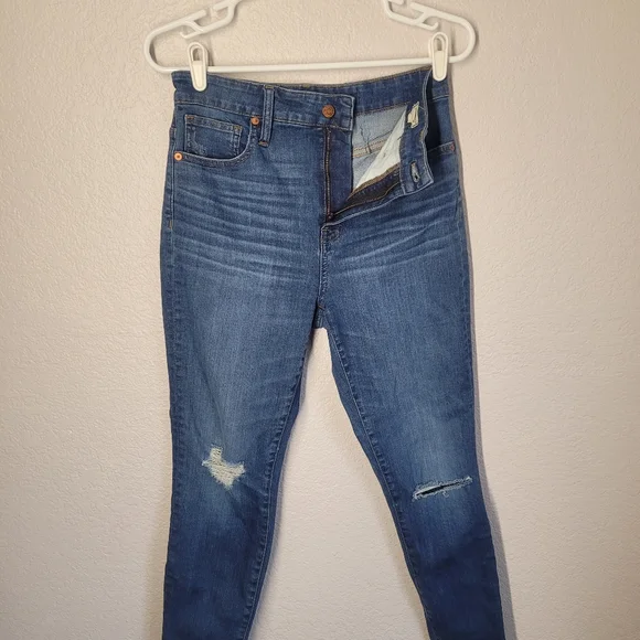 Madewell The Curvy Highwaist Perfect Vintage Busted Knee Blue Jeans - Picture 3 of 12